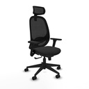Cilanco sincro malla negra similpiel negro brazos 3D base piramidal cabecero 2D ruedas 65mm nailon