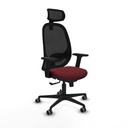 Cilanco sincro malla negra similpiel granate brazos 2D base nailon cabecero 2D ruedas 65mm engomadas