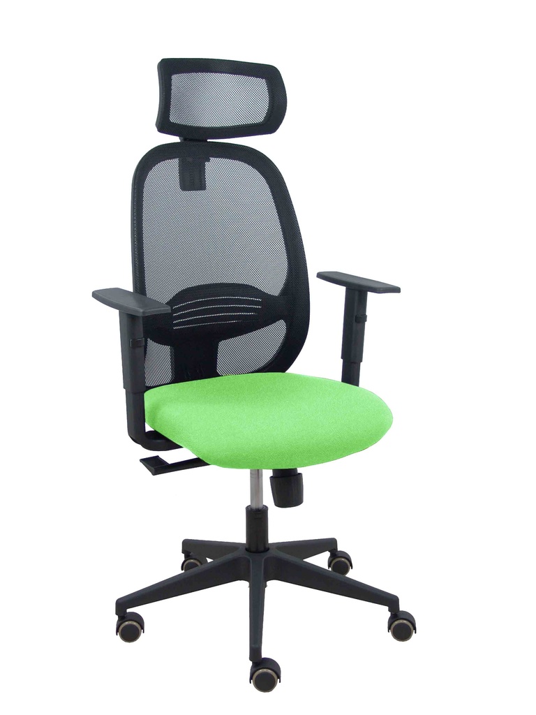 Silla Cilanco negra malla negra asiento bali pistacho brazo regulable cabecero regulable