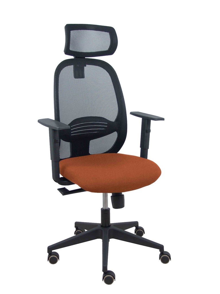 Silla Cilanco negra malla negra asiento bali marrón brazo regulable cabecero regulable