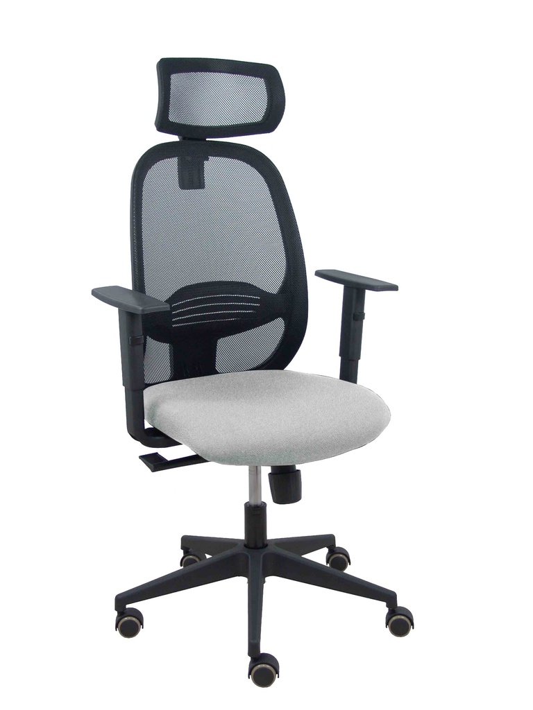 Silla Cilanco negra malla negra asiento bali gris claro brazo regulable cabecero regulable