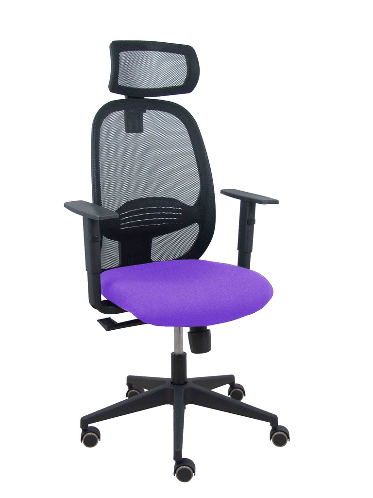 Silla Cilanco negra malla negra asiento bali lila brazo regulable cabecero regulable