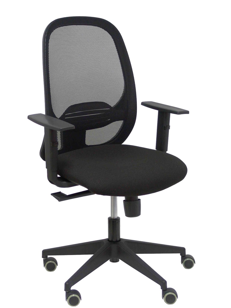 Silla Cilanco negra malla negra asiento bali negro brazo regulable.
