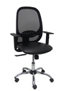 Silla Cilanco negra malla negra asiento similpiel negro brazo regulable base cromada