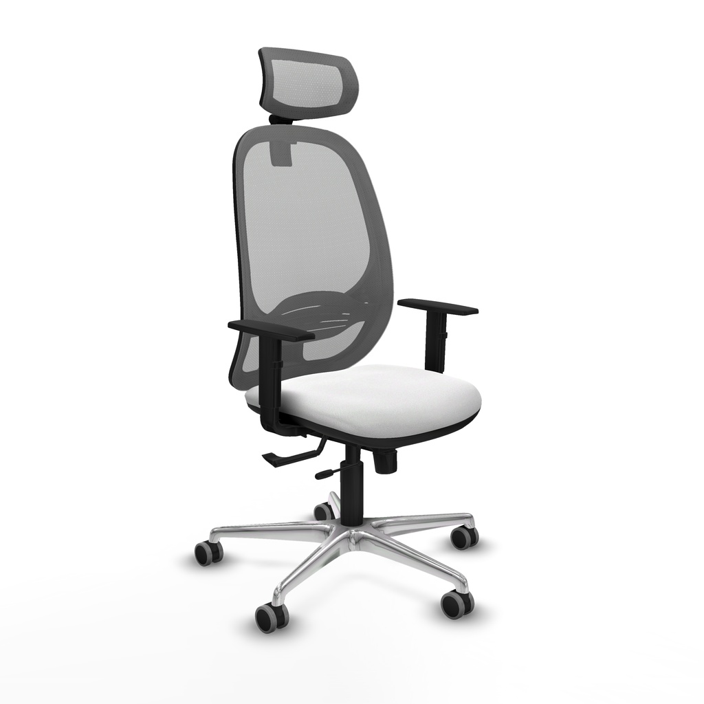 Cilanco traslack malla gris bali blanco brazos 1D base aluminio cabecero 2D ruedas 65mm engomadas