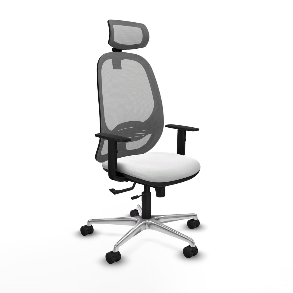 Cilanco traslack malla gris bali blanco brazos 1D base aluminio cabecero 2D ruedas 65mm nailon