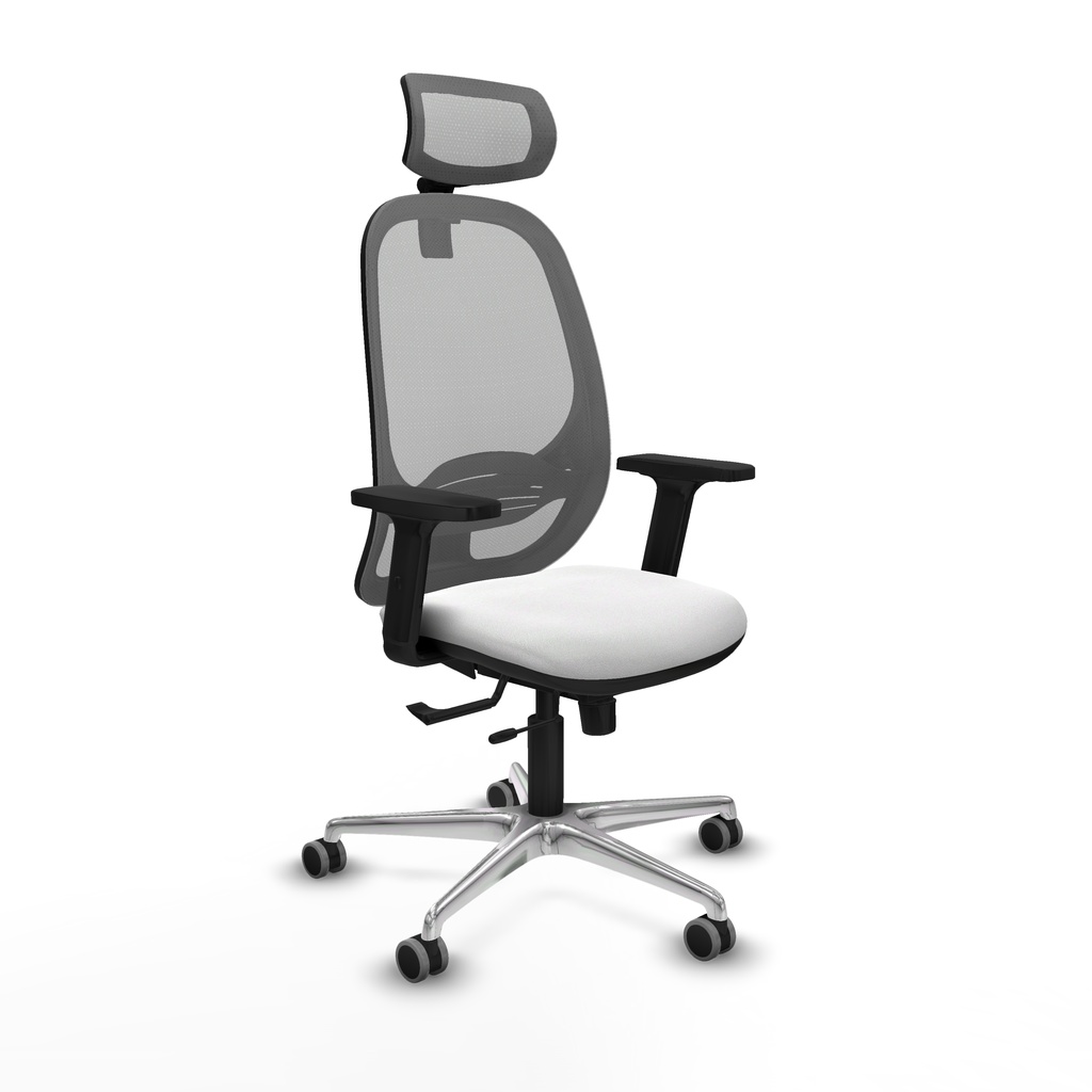 Cilanco traslack malla gris bali blanco brazos 2D base aluminio cabecero 2D ruedas 65mm engomadas