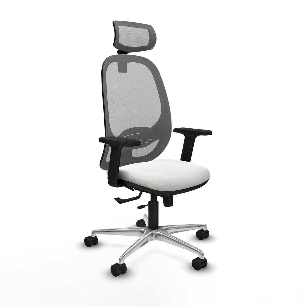 Cilanco traslack malla gris bali blanco brazos 2D base aluminio cabecero 2D ruedas 65mm nailon