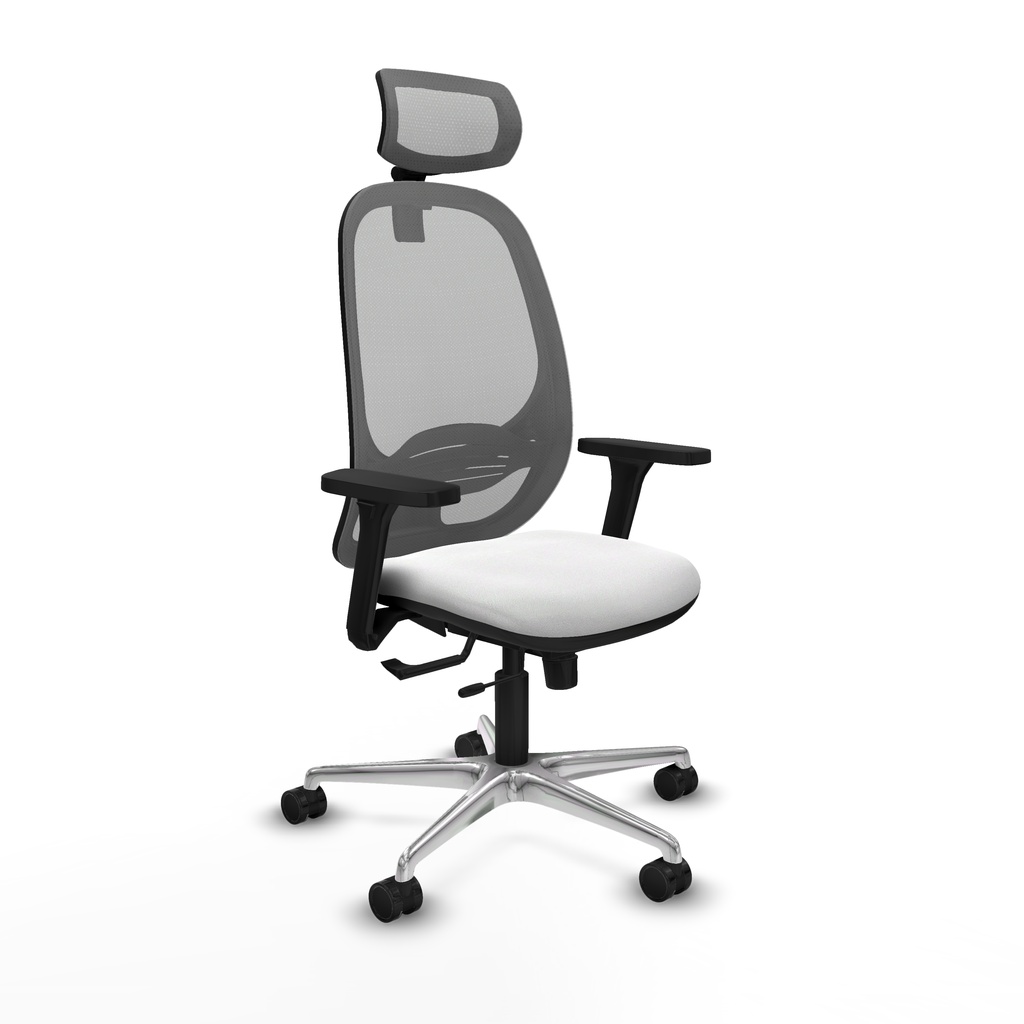 Cilanco traslack malla gris bali blanco brazos 3D base aluminio cabecero 2D ruedas 65mm nailon