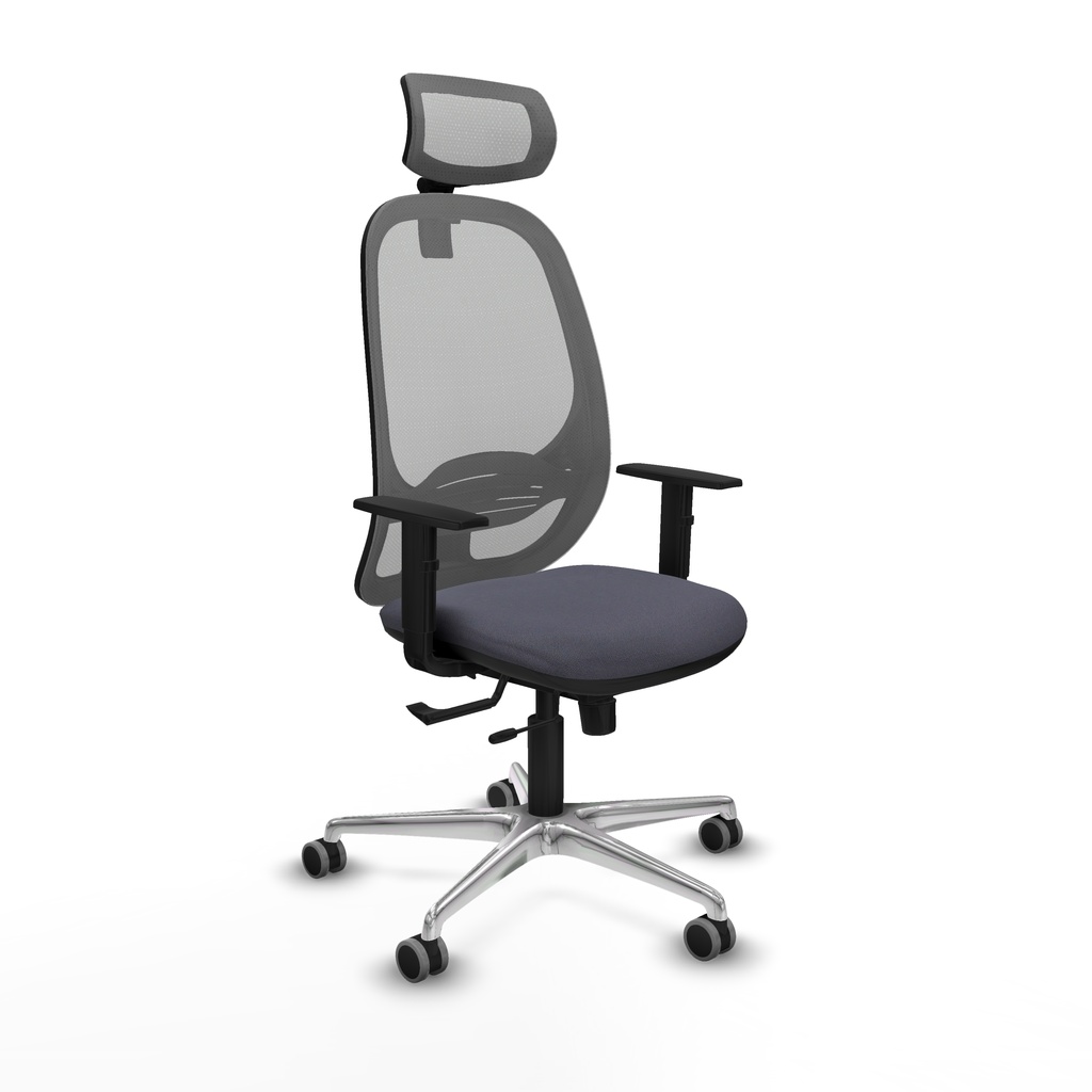 Cilanco traslack malla gris bali gris oscuro brazos 1D base aluminio cabecero 2D ruedas 65mm engomadas