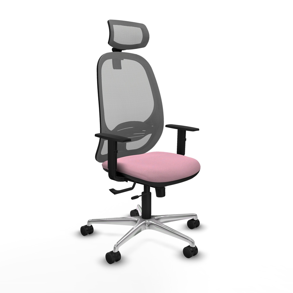 Cilanco traslack malla gris bali rosa brazos 1D base aluminio cabecero 2D ruedas 65mm nailon