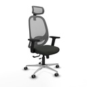 Cilanco traslack malla gris bali negro brazos 2D base aluminio cabecero 2D ruedas 65mm engomadas