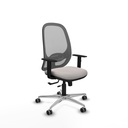 Cilanco traslack malla gris similpiel blanco brazos 1D base aluminio ruedas 65mm engomadas
