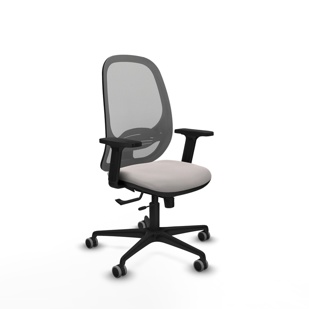 Cilanco traslack malla gris similpiel blanco brazos 2D base nailon ruedas 65mm engomadas