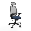 Cilanco traslack malla gris similpiel azul marino brazos 2D base nailon cabecero 2D ruedas 65mm engomadas