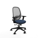 Cilanco traslack malla gris similpiel azul marino brazos 2D base piramidal ruedas 65mm nailon
