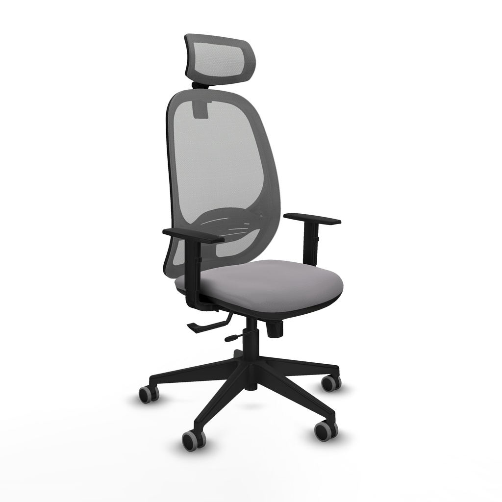 Cilanco traslack malla gris similpiel gris brazos 1D base piramidal cabecero 2D ruedas 65mm engomadas