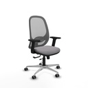 Cilanco traslack malla gris similpiel gris brazos 2D base aluminio ruedas 65mm engomadas