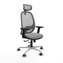 Cilanco traslack malla gris similpiel gris brazos 2D base aluminio cabecero 2D ruedas 65mm engomadas