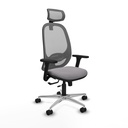 Cilanco traslack malla gris similpiel gris brazos 3D base aluminio cabecero 2D ruedas 65mm nailon