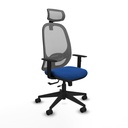 Cilanco traslack malla gris similpiel azul brazos 1D base piramidal cabecero 2D ruedas 65mm nailon
