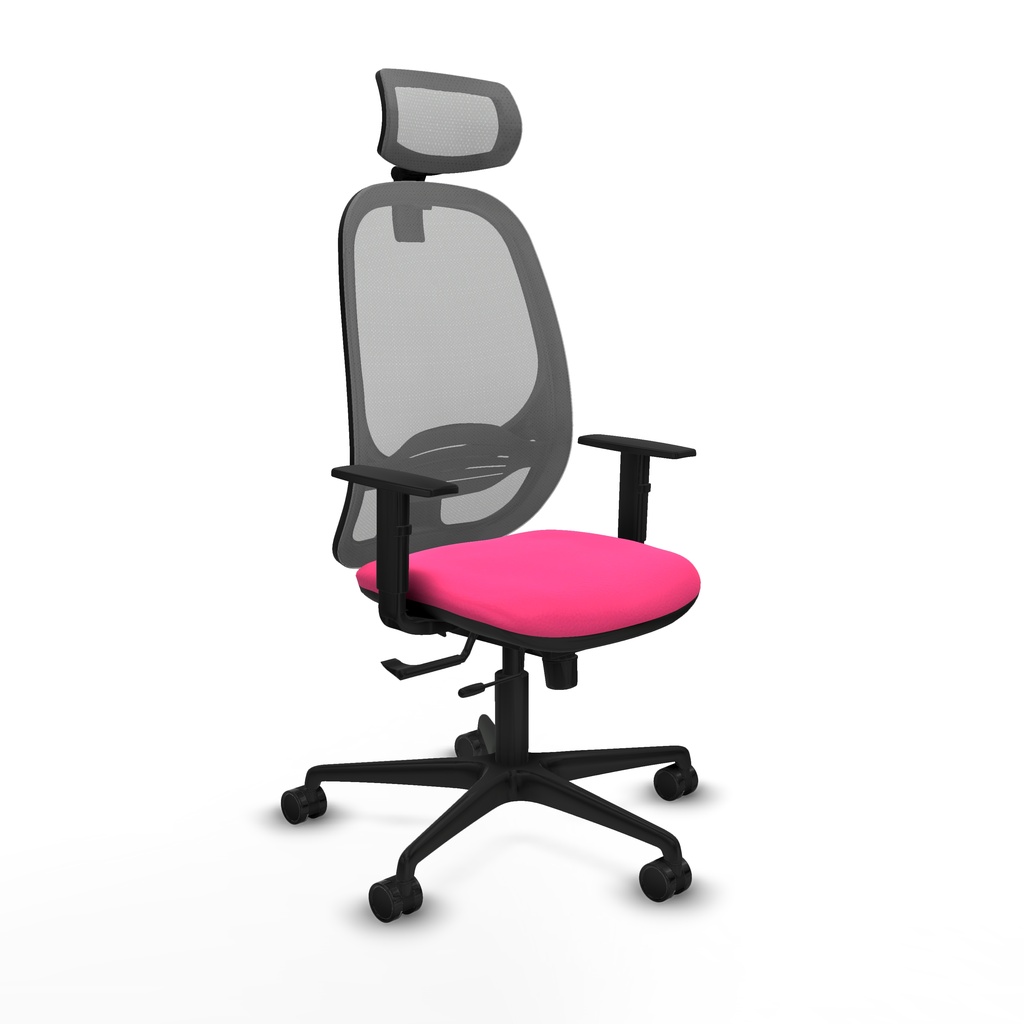 Cilanco traslack malla gris similpiel rosa brazos 1D base nailon cabecero 2D ruedas 65mm nailon