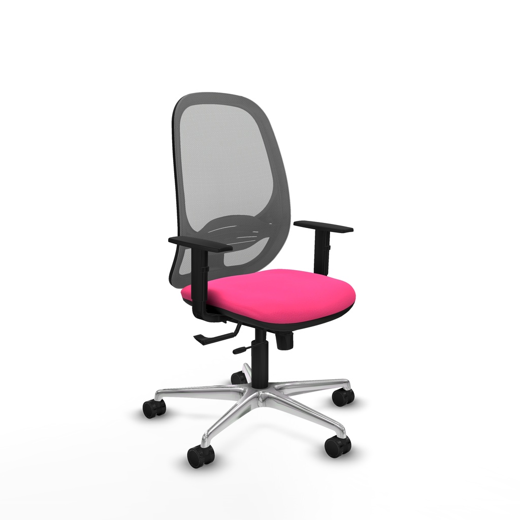 Cilanco traslack malla gris similpiel rosa brazos 1D base aluminio ruedas 65mm nailon