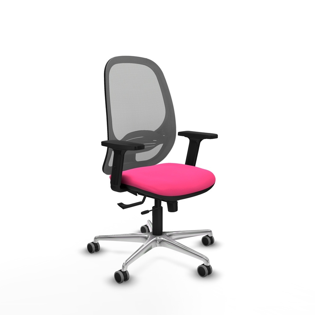 Cilanco traslack malla gris similpiel rosa brazos 2D base aluminio ruedas 65mm engomadas
