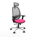 Cilanco traslack malla gris similpiel rosa brazos 2D base aluminio cabecero 2D ruedas 65mm engomadas