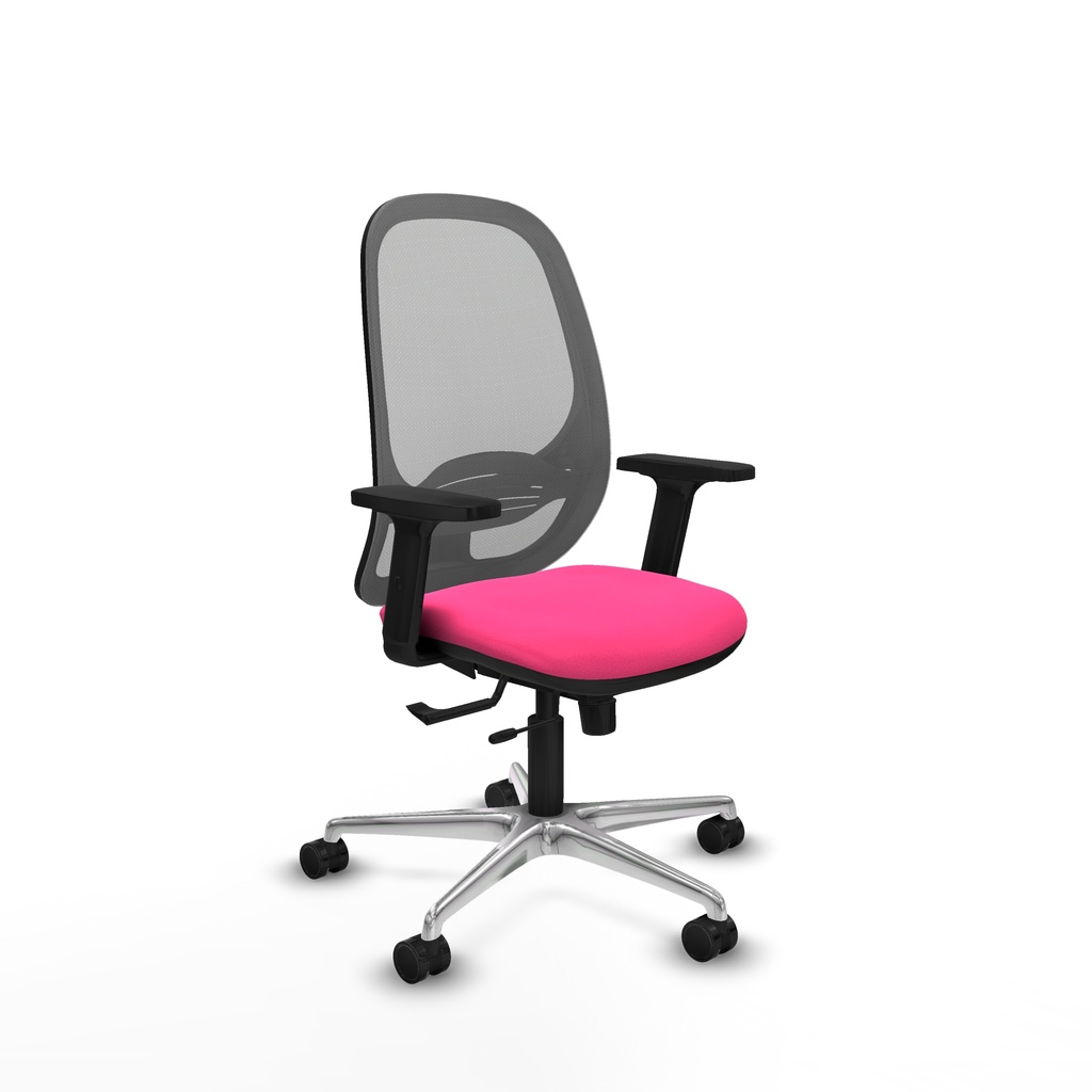 Cilanco traslack malla gris similpiel rosa brazos 2D base aluminio ruedas 65mm nailon