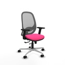 Cilanco traslack malla gris similpiel rosa brazos 2D base aluminio ruedas 65mm nailon