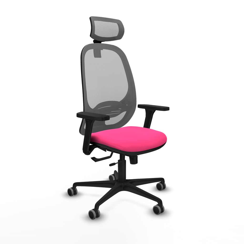 Cilanco traslack malla gris similpiel rosa brazos 3D base nailon cabecero 2D ruedas 65mm engomadas