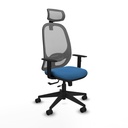 Cilanco traslack malla gris similpiel azul claro brazos 1D base piramidal cabecero 2D ruedas 65mm nailon