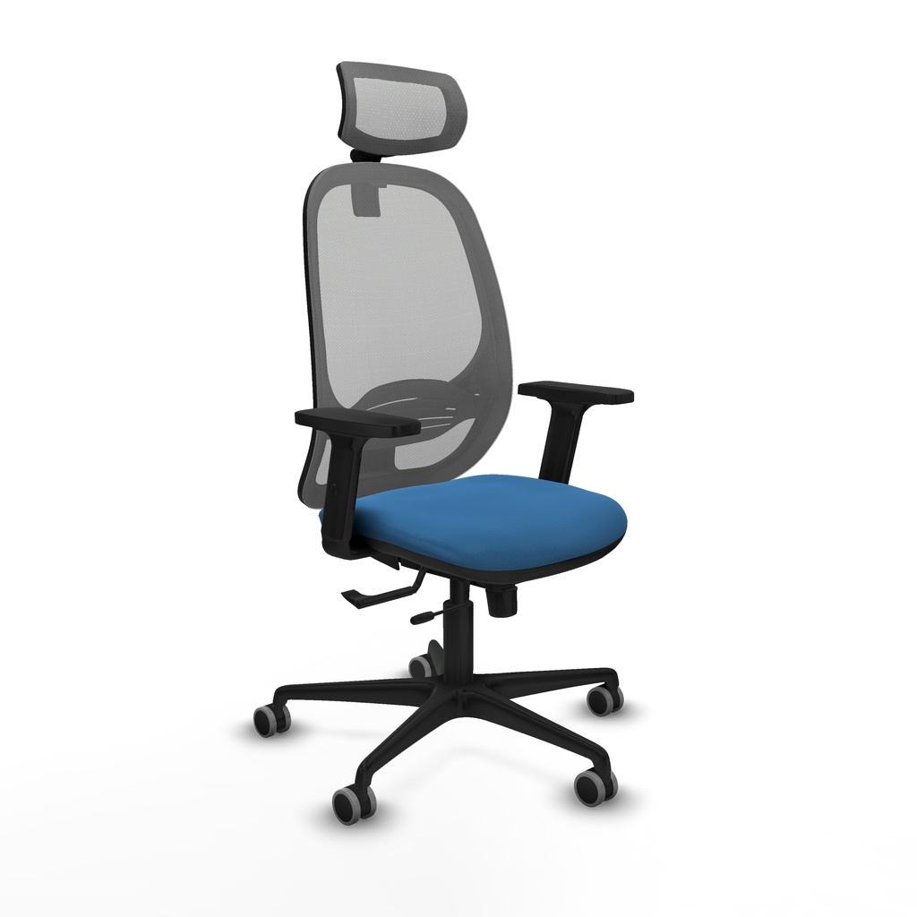 Cilanco traslack malla gris similpiel azul claro brazos 2D base nailon cabecero 2D ruedas 65mm engomadas