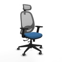 Cilanco traslack malla gris similpiel azul claro brazos 2D base piramidal cabecero 2D ruedas 65mm engomadas