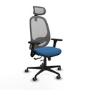 Cilanco traslack malla gris similpiel azul claro brazos 3D base nailon cabecero 2D ruedas 65mm engomadas