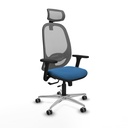 Cilanco traslack malla gris similpiel azul claro brazos 3D base aluminio cabecero 2D ruedas 65mm engomadas