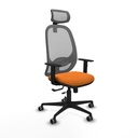 Cilanco traslack malla gris similpiel naranja brazos 1D base nailon cabecero 2D ruedas 65mm engomadas