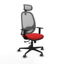 Cilanco traslack malla gris similpiel rojo brazos 1D base nailon cabecero 2D ruedas 65mm engomadas
