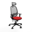 Cilanco traslack malla gris similpiel rojo brazos 1D base nailon cabecero 2D ruedas 65mm nailon
