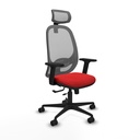 Cilanco traslack malla gris similpiel rojo brazos 2D base nailon cabecero 2D ruedas 65mm nailon