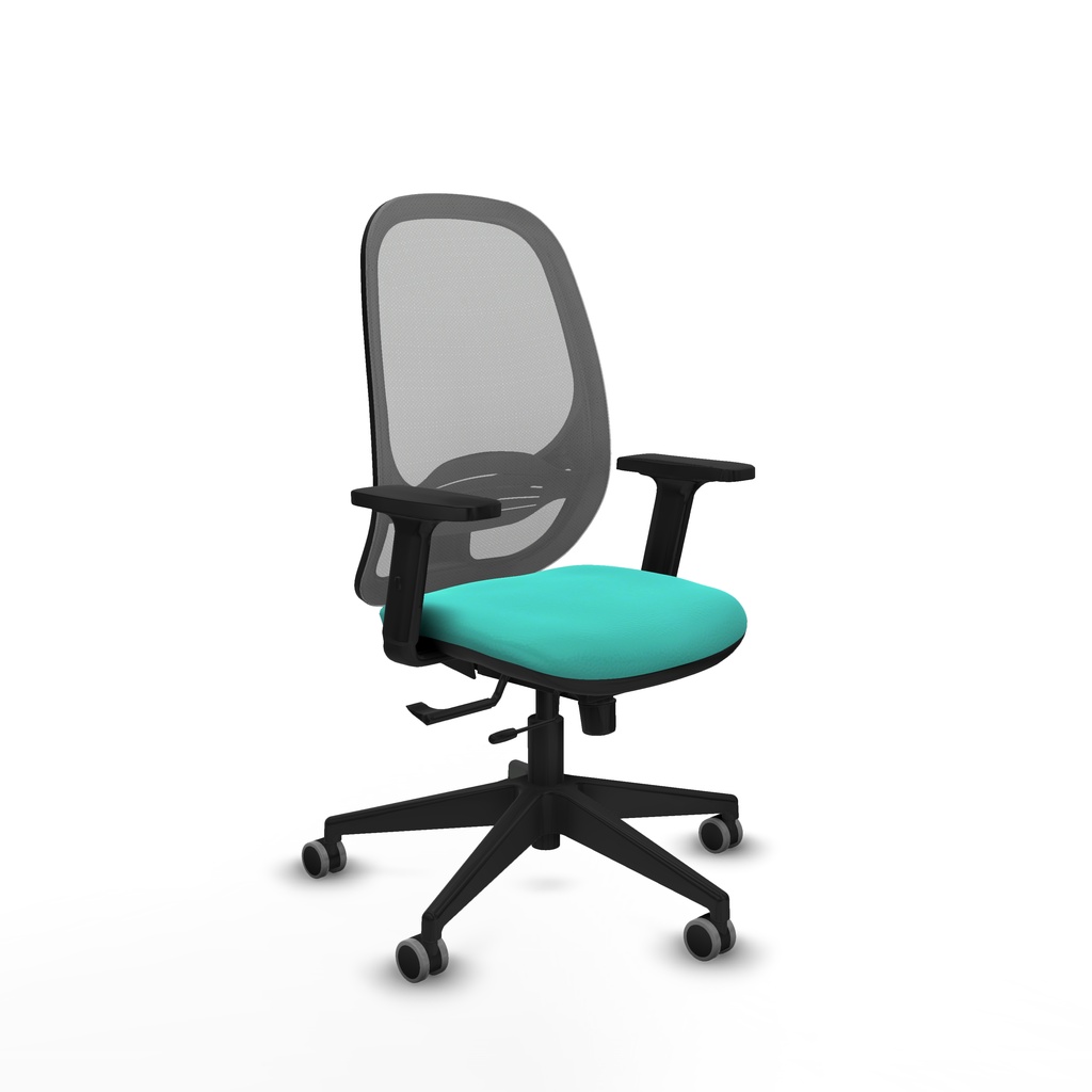 Cilanco traslack malla gris similpiel turquesa brazos 2D base piramidal ruedas 65mm engomadas