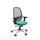 Cilanco traslack malla gris similpiel turquesa brazos 2D base aluminio ruedas 65mm engomadas