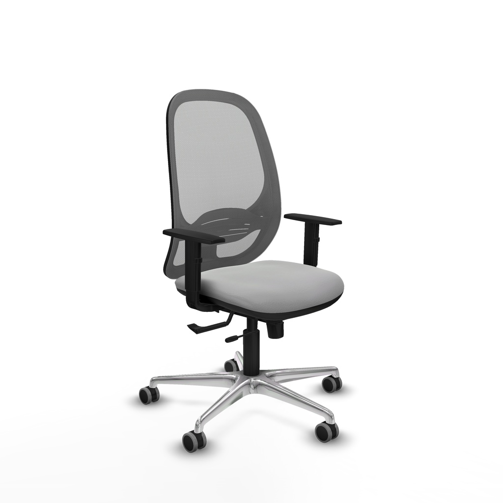 Cilanco traslack malla gris similpiel gris claro brazos 1D base aluminio ruedas 65mm engomadas