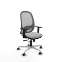Cilanco traslack malla gris similpiel gris claro brazos 1D base aluminio ruedas 65mm engomadas
