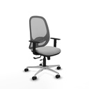 Cilanco traslack malla gris similpiel gris claro brazos 1D base aluminio ruedas 65mm nailon