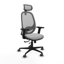 Cilanco traslack malla gris similpiel gris claro brazos 2D base nailon cabecero 2D ruedas 65mm engomadas