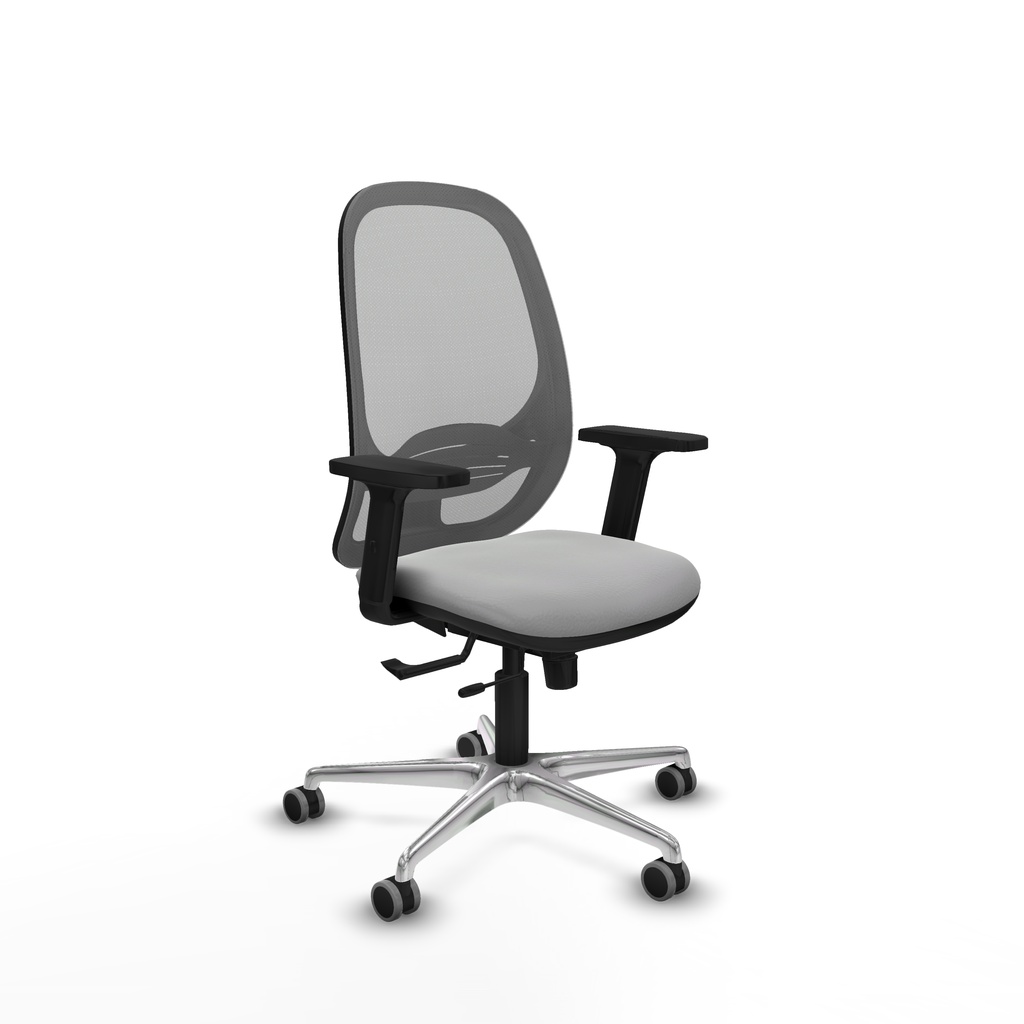 Cilanco traslack malla gris similpiel gris claro brazos 2D base aluminio ruedas 65mm engomadas