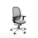 Cilanco traslack malla gris similpiel gris claro brazos 2D base aluminio ruedas 65mm engomadas