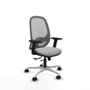 Cilanco traslack malla gris similpiel gris claro brazos 2D base aluminio ruedas 65mm nailon